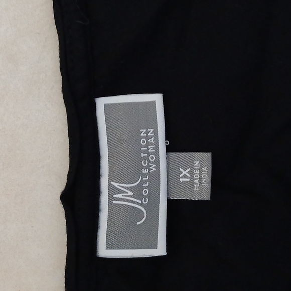 JM Collection Women's 1X Long Sleeve Black Blouse - Picture 7 of 8